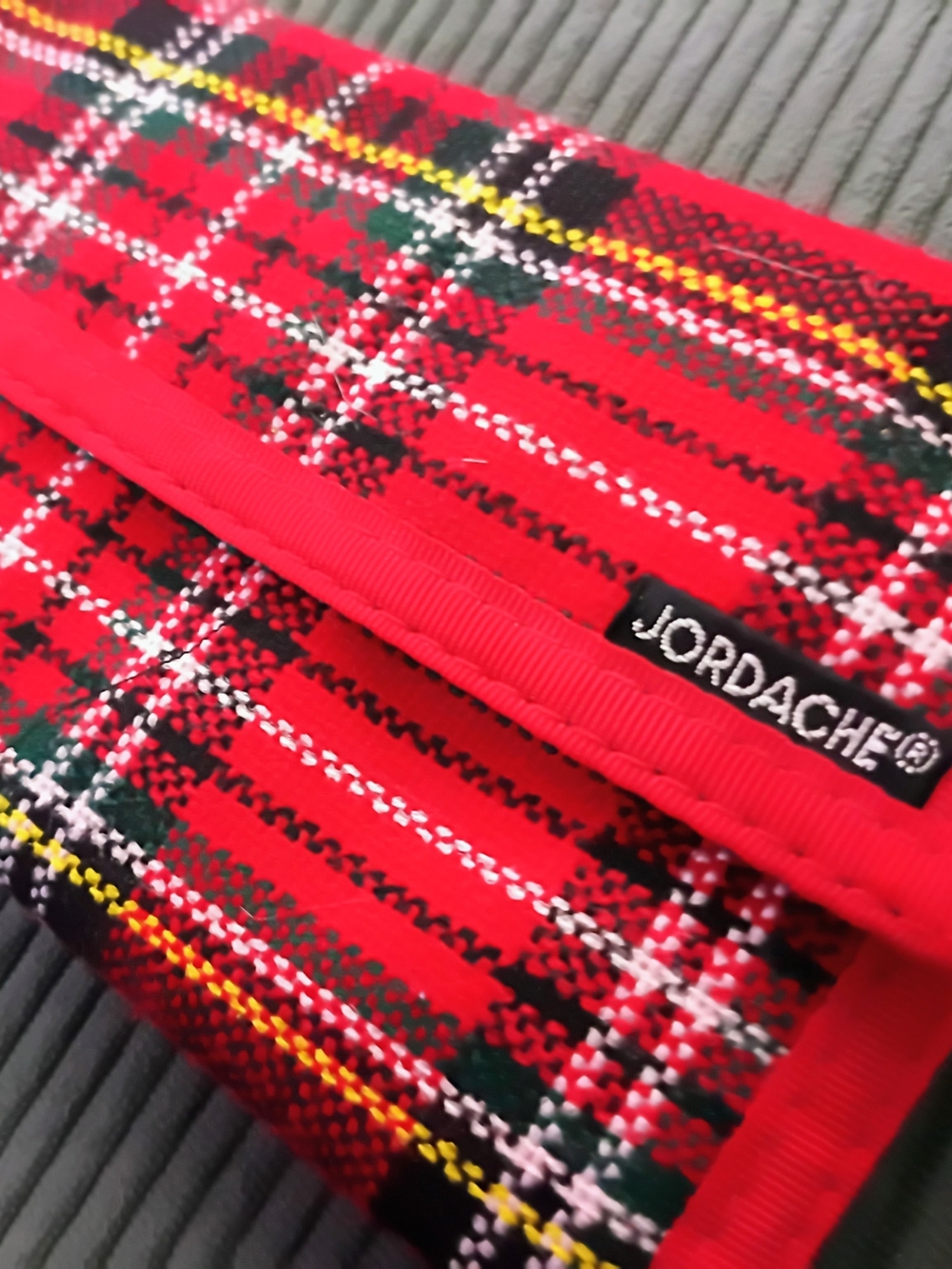 Authentic Vintage 80s Jordache Red Plaid Velcro Checkbook Wallet